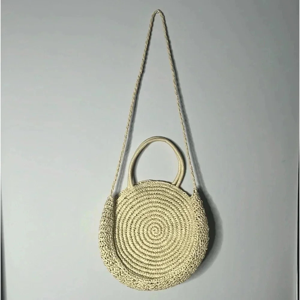 UNBRANDED Cream Straw Boho Purse